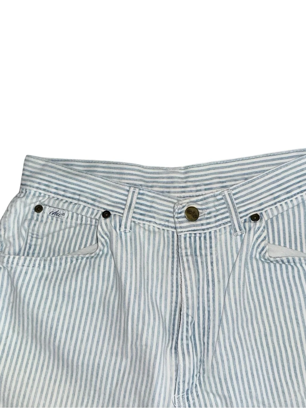 Vintage 70s 80s Chic Striped Denim Shorts baggy skater size 29 or small L